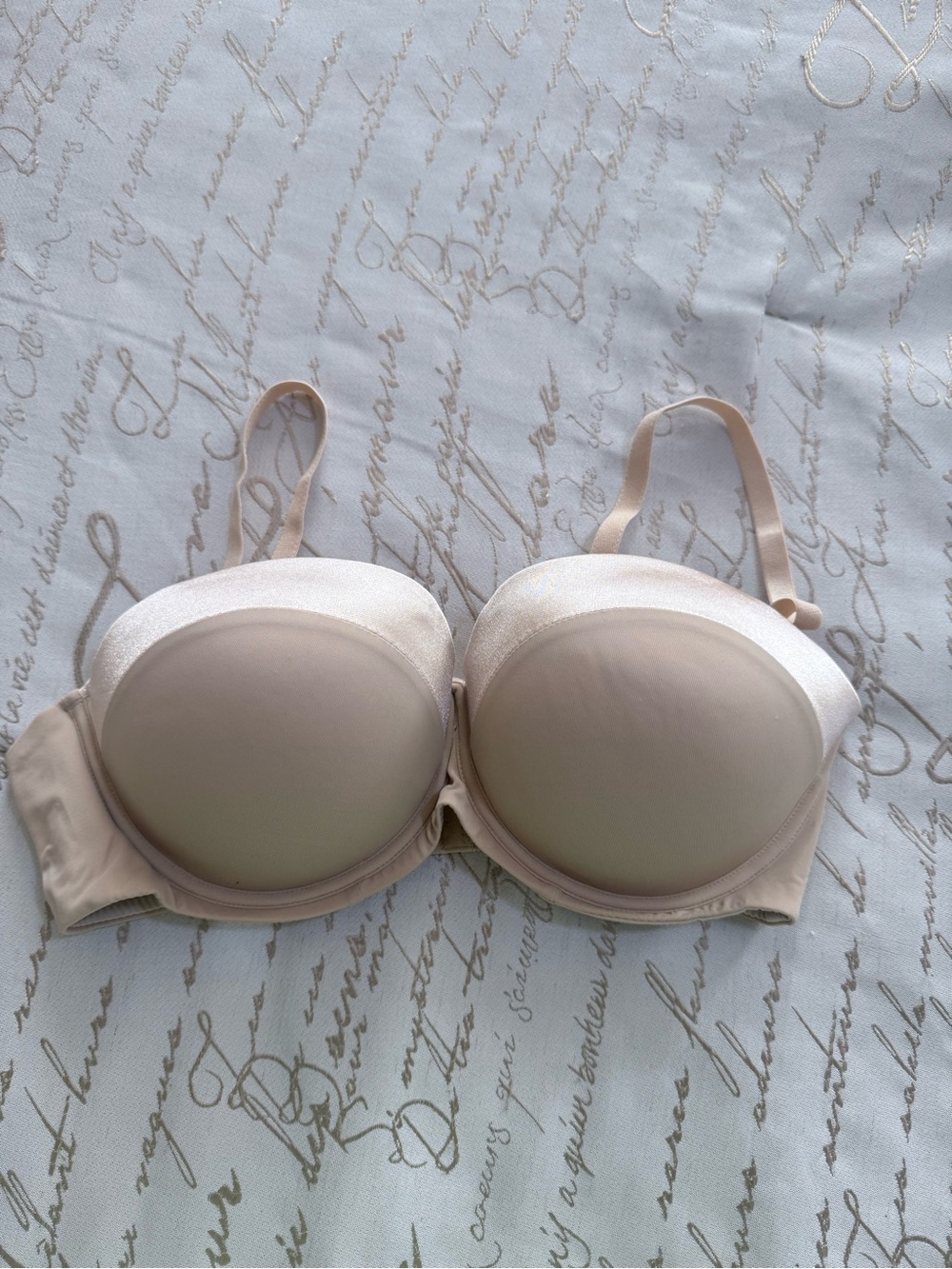 SHEIN Champagne Beige Satin-Trim Push-Up Bra